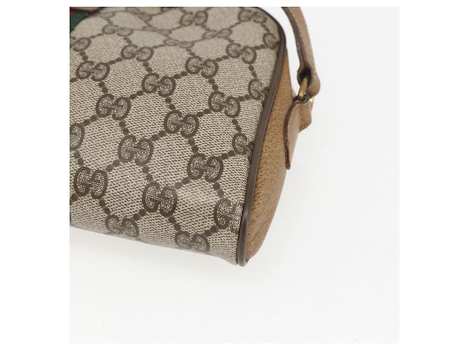 Borsa Sherry Line GG Supreme Web di GUCCI in PVC beige e oro 116 02 055 Auth BA8616 D'oro - vista 12