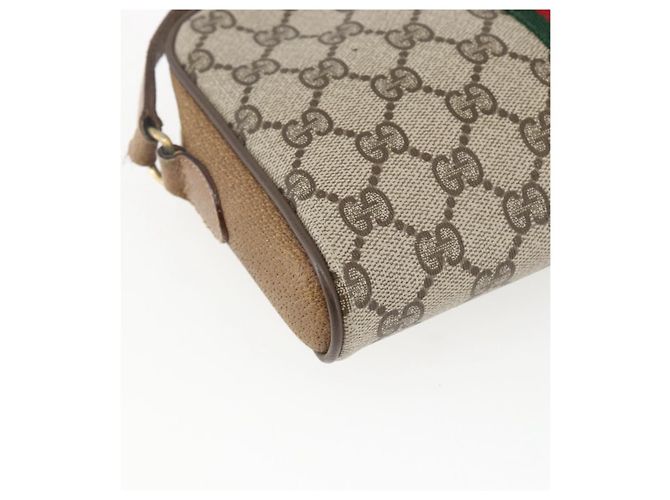 Borsa Sherry Line GG Supreme Web di GUCCI in PVC beige e oro 116 02 055 Auth BA8616 D'oro - vista 13