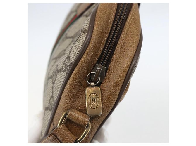 Borsa Sherry Line GG Supreme Web di GUCCI in PVC beige e oro 116 02 055 Auth BA8616 D'oro - vista 14