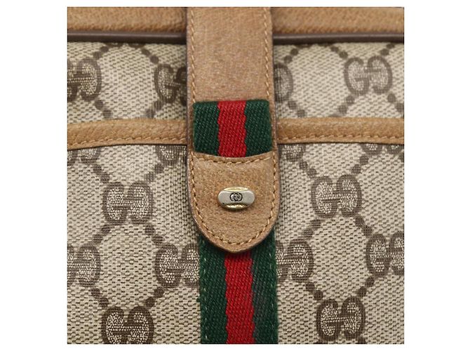 Borsa Sherry Line GG Supreme Web di GUCCI in PVC beige e oro 116 02 055 Auth BA8616 D'oro - vista 15