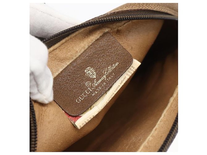 Borsa Sherry Line GG Supreme Web di GUCCI in PVC beige e oro 116 02 055 Auth BA8616 D'oro - vista 16