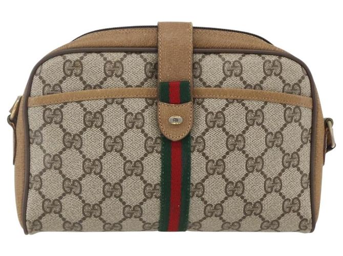 Borsa Sherry Line GG Supreme Web di GUCCI in PVC beige e oro 116 02 055 Auth BA8616 D'oro - vista 2