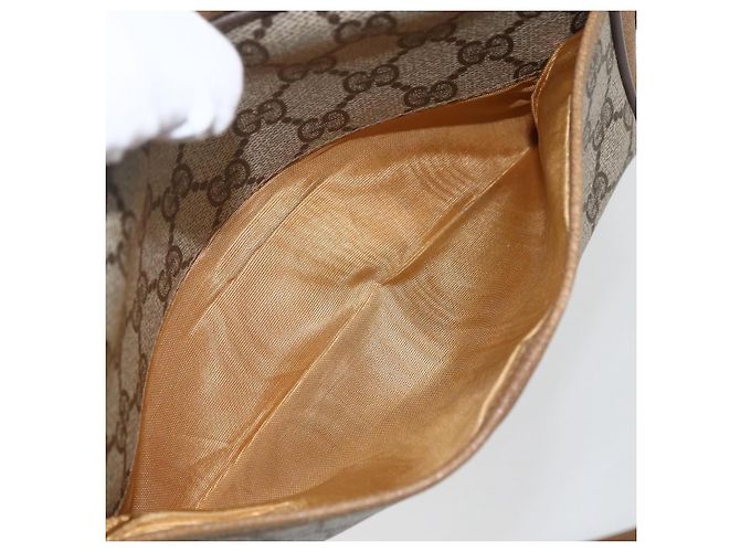Borsa Sherry Line GG Supreme Web di GUCCI in PVC beige e oro 116 02 055 Auth BA8616 D'oro - vista 20