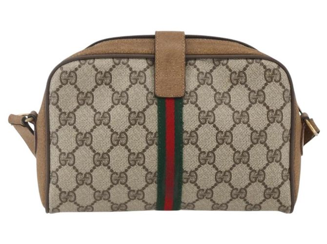 Borsa Sherry Line GG Supreme Web di GUCCI in PVC beige e oro 116 02 055 Auth BA8616 D'oro - vista 3