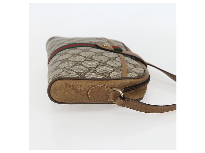 Borsa Sherry Line GG Supreme Web di GUCCI in PVC beige e oro 116 02 055 Auth BA8616 D'oro - vista 5