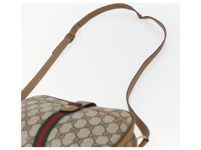 Borsa Sherry Line GG Supreme Web di GUCCI in PVC beige e oro 116 02 055 Auth BA8616 D'oro - vista 8