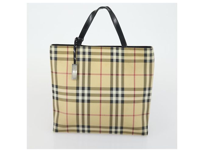 Autre Marque Borsa a mano in tela Burberrys Nova Check 3 pezzi Beige Verde Auth bs31496 - vista 15