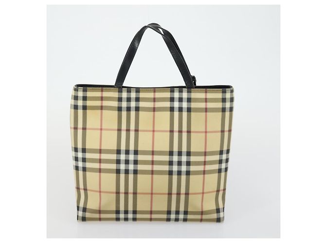 Autre Marque Borsa a mano in tela Burberrys Nova Check 3 pezzi Beige Verde Auth bs31496 - vista 16