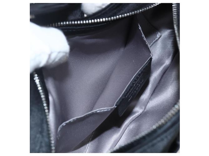 Borsa a Spalla Gancini Chain Salvatore Ferragamo Satin Nero Argento Auth 156969V - vista 20