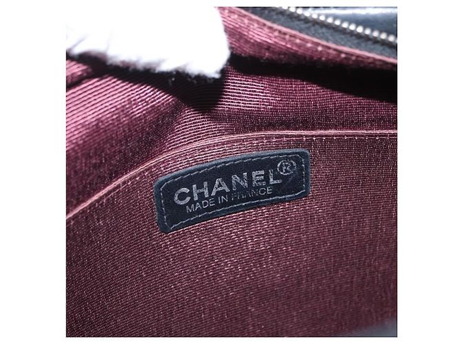 CHANEL Borsa Tote Camelia Pelle di Pecora Nera Argento CC Auth bs31571 Nero - vista 15