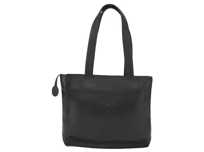 CHANEL Borsa Tote Camelia Pelle di Pecora Nera Argento CC Auth bs31571 Nero - vista 2