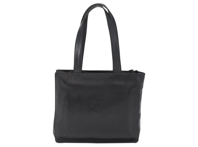 CHANEL Borsa Tote Camelia Pelle di Pecora Nera Argento CC Auth bs31571 Nero - vista 3