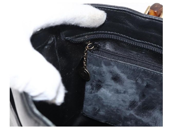 Borsa a mano in pelle Gucci Bamboo Nera Oro 001 2855 1875 0 Auth ka770 Nero D'oro - vista 19
