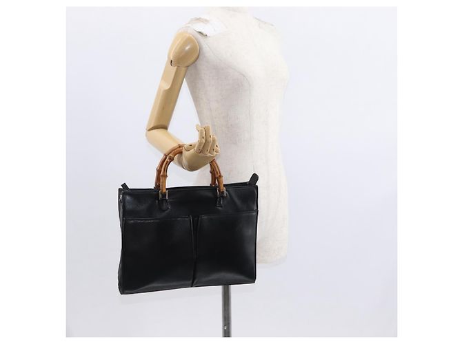 Borsa a mano in pelle Gucci Bamboo Nera Oro 001 2855 1875 0 Auth ka770 Nero D'oro - vista 22