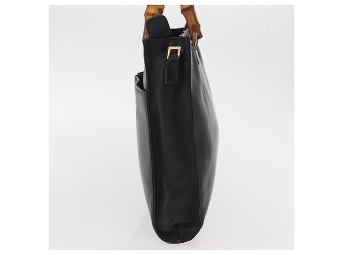 Borsa a mano in pelle Gucci Bamboo Nera Oro 001 2855 1875 0 Auth ka770 Nero D'oro - vista 4