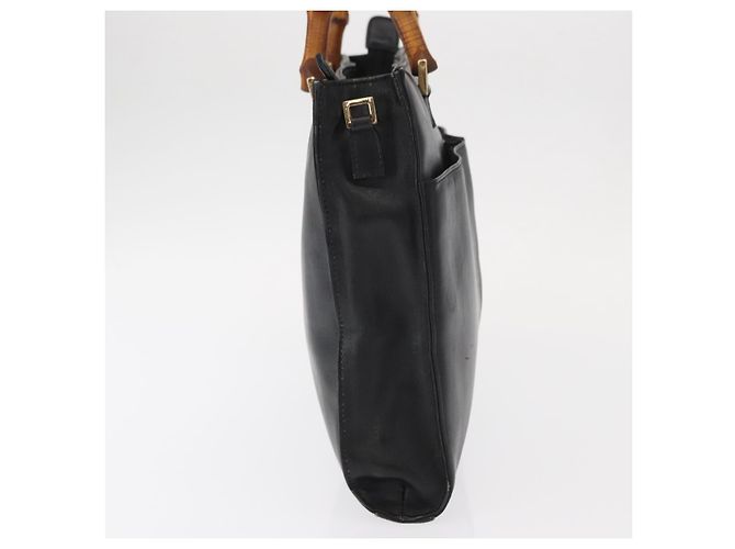 Borsa a mano in pelle Gucci Bamboo Nera Oro 001 2855 1875 0 Auth ka770 Nero D'oro - vista 5