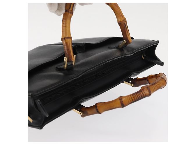 Borsa a mano in pelle Gucci Bamboo Nera Oro 001 2855 1875 0 Auth ka770 Nero D'oro - vista 6