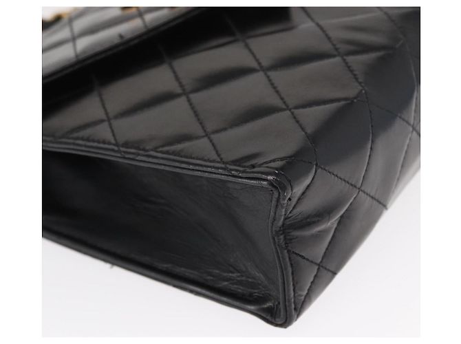 CHANEL Borsa a Spalla Matelassé in Pelle Nera con Catena Dorata CC Auth 156461 Nero D'oro - vista 11