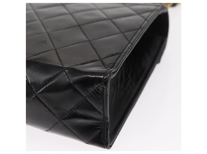 CHANEL Borsa a Spalla Matelassé in Pelle Nera con Catena Dorata CC Auth 156461 Nero D'oro - vista 14