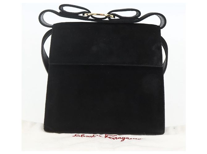 Vala Handtasche aus Wildleder 2 in 1 Schwarz Gold Auth 153762V von Salvatore Ferragamo Golden - Ansicht 21