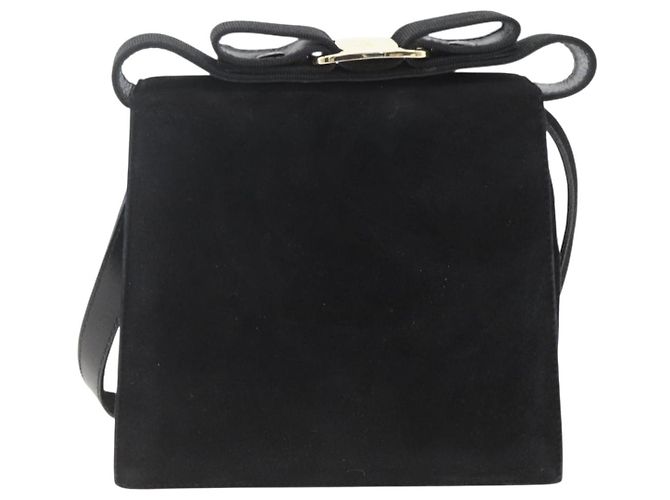 Vala Handtasche aus Wildleder 2 in 1 Schwarz Gold Auth 153762V von Salvatore Ferragamo Golden - Ansicht 3