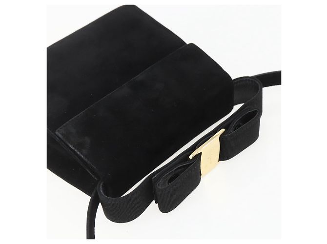 Vala Handtasche aus Wildleder 2 in 1 Schwarz Gold Auth 153762V von Salvatore Ferragamo Golden - Ansicht 6