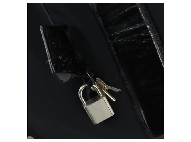 Borsa Boston Salvatore Ferragamo in nylon nero argento autentica BA8227 - vista 19