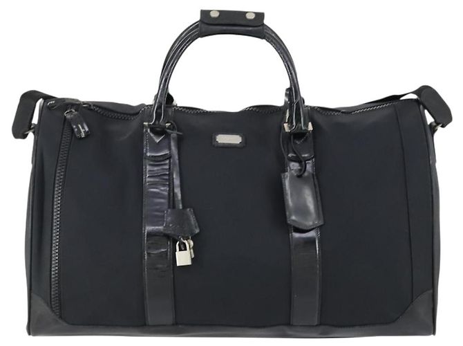 Borsa Boston Salvatore Ferragamo in nylon nero argento autentica BA8227 - vista 2
