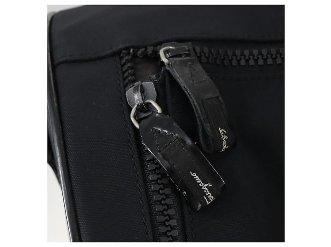 Borsa Boston Salvatore Ferragamo in nylon nero argento autentica BA8227 - vista 20
