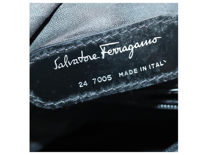 Borsa Boston Salvatore Ferragamo in nylon nero argento autentica BA8227 - vista 26