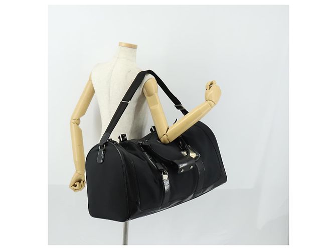 Borsa Boston Salvatore Ferragamo in nylon nero argento autentica BA8227 - vista 27