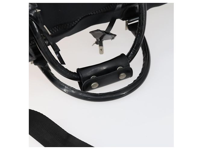 Borsa Boston Salvatore Ferragamo in nylon nero argento autentica BA8227 - vista 9