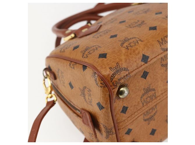 Borsa Boston MCM Logogram Vicetos in pelle PVC 2 in 1 marrone oro Auth 156940 D'oro - vista 10