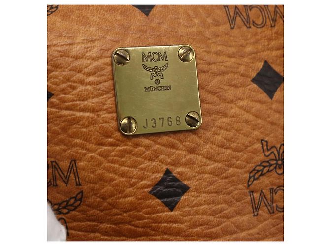 Borsa Boston MCM Logogram Vicetos in pelle PVC 2 in 1 marrone oro Auth 156940 D'oro - vista 12