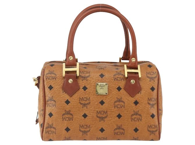Borsa Boston MCM Logogram Vicetos in pelle PVC 2 in 1 marrone oro Auth 156940 D'oro - vista 13