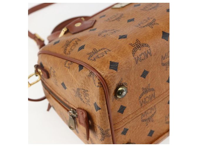Borsa Boston MCM Logogram Vicetos in pelle PVC 2 in 1 marrone oro Auth 156940 D'oro - vista 16