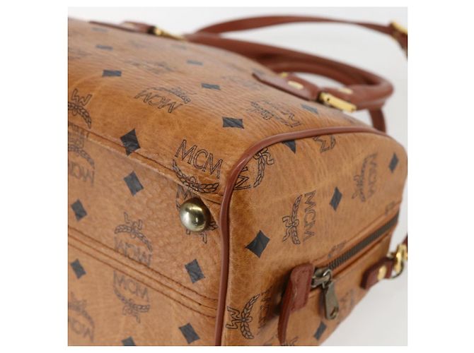 Borsa Boston MCM Logogram Vicetos in pelle PVC 2 in 1 marrone oro Auth 156940 D'oro - vista 17