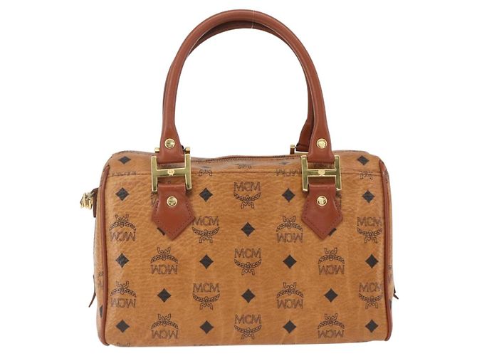 Borsa Boston MCM Logogram Vicetos in pelle PVC 2 in 1 marrone oro Auth 156940 D'oro - vista 2