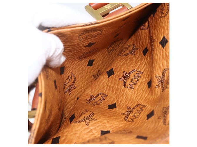 Borsa Boston MCM Logogram Vicetos in pelle PVC 2 in 1 marrone oro Auth 156940 D'oro - vista 22