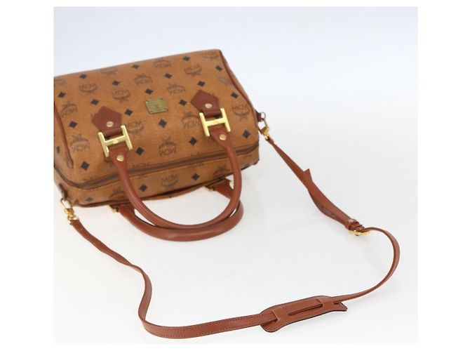 Borsa Boston MCM Logogram Vicetos in pelle PVC 2 in 1 marrone oro Auth 156940 D'oro - vista 8