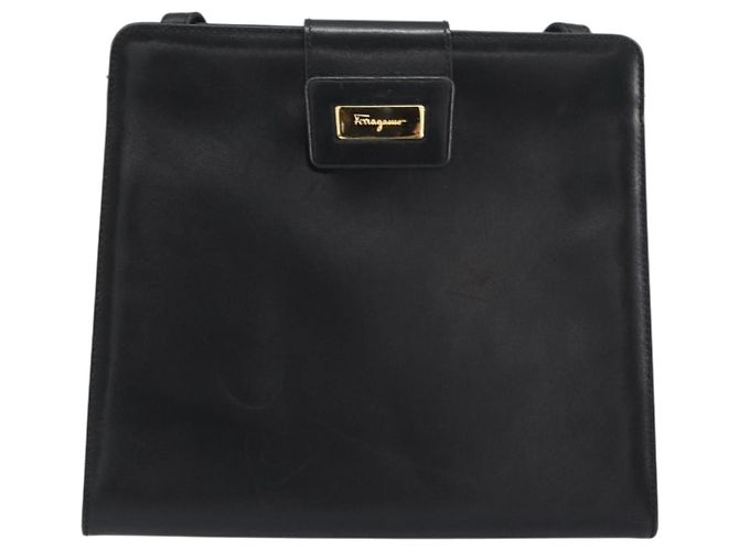 Borsa a Spalla Salvatore Ferragamo in Pelle Nera e Oro Auth BA8682 Nero D'oro - vista 13