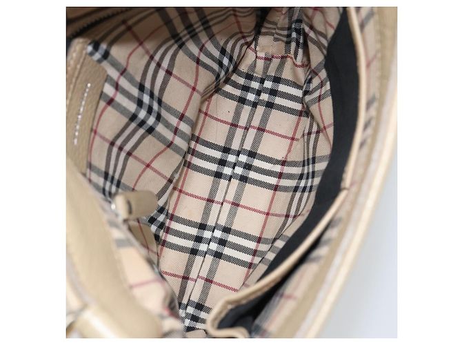 Burberry Borsa a Spalla in Pelle Beige Argento Auth ka786 - vista 12