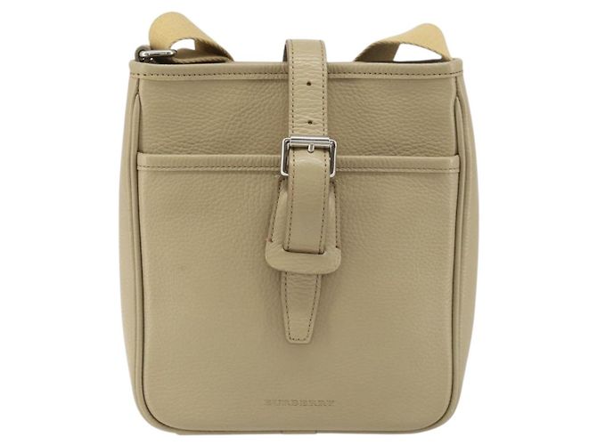 Burberry Borsa a Spalla in Pelle Beige Argento Auth ka786 - vista 13