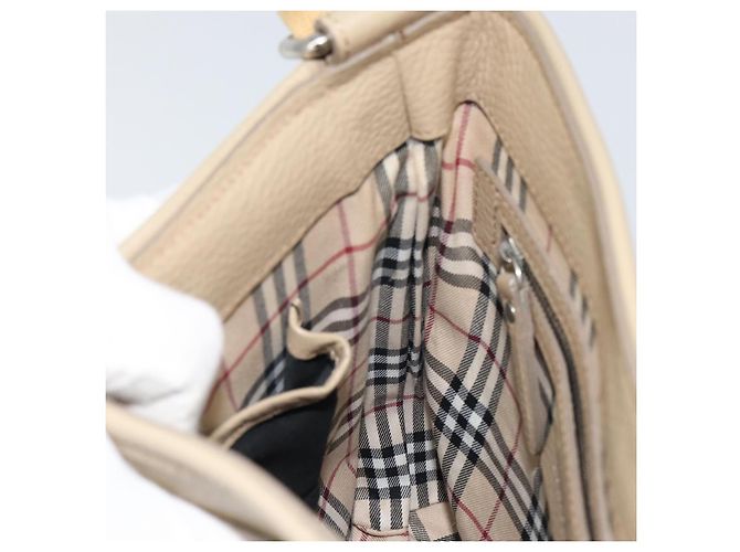 Burberry Borsa a Spalla in Pelle Beige Argento Auth ka786 - vista 20