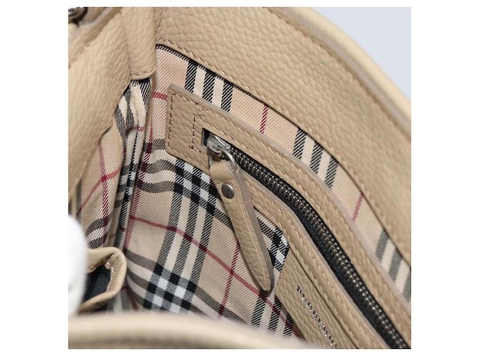 Burberry Borsa a Spalla in Pelle Beige Argento Auth ka786 - vista 21