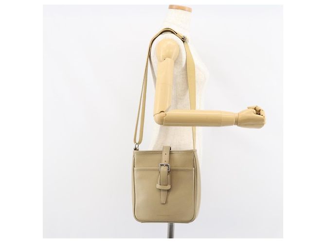 Burberry Borsa a Spalla in Pelle Beige Argento Auth ka786 - vista 24