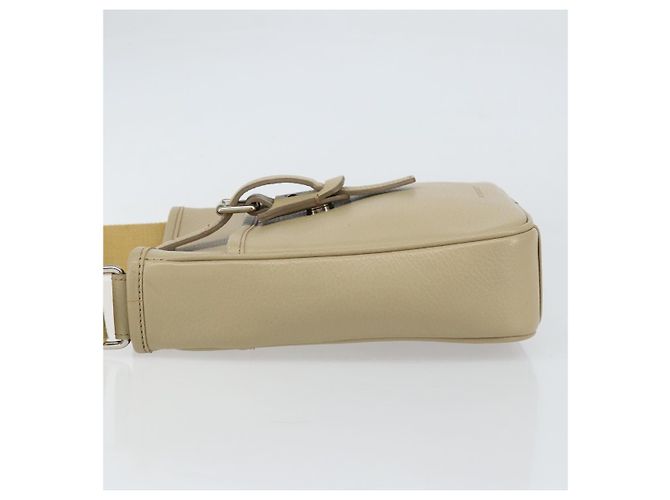 Burberry Borsa a Spalla in Pelle Beige Argento Auth ka786 - vista 4