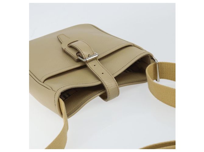Burberry Borsa a Spalla in Pelle Beige Argento Auth ka786 - vista 6