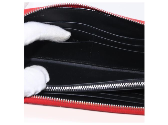 LOEWE Langer Geldbeutel Leder Rot Silber Auth 154215 - Ansicht 10