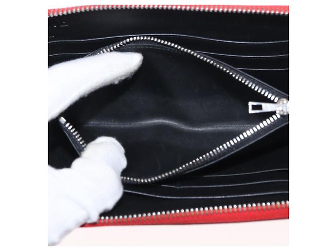LOEWE Langer Geldbeutel Leder Rot Silber Auth 154215 - Ansicht 11